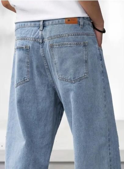 Men's Loose Fit Mid Rise Light Blue Jeans