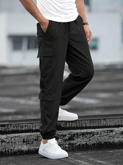 Men's Solid Cargo Pant Black